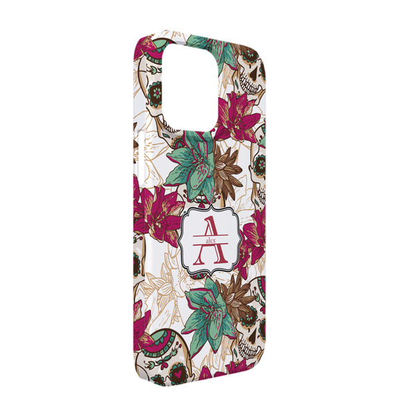 Custom Sugar Skulls & Flowers iPhone Case - Plastic - iPhone 13 (Personalized)