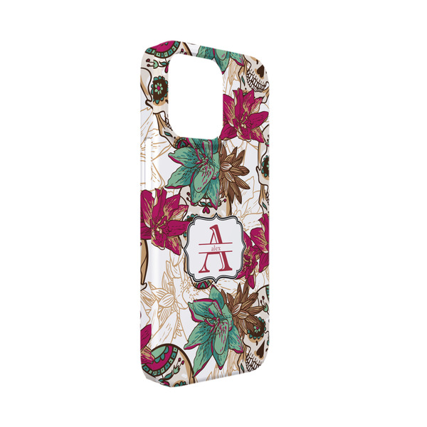 Custom Sugar Skulls & Flowers iPhone Case - Plastic - iPhone 13 Mini (Personalized)