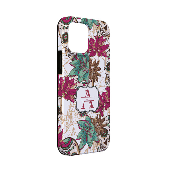 Custom Sugar Skulls & Flowers iPhone Case - Rubber Lined - iPhone 13 Mini (Personalized)