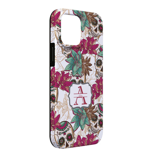 Custom Sugar Skulls & Flowers iPhone Case - Rubber Lined - iPhone 13 Pro Max (Personalized)