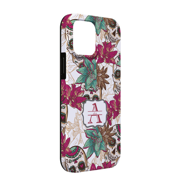 Custom Sugar Skulls & Flowers iPhone Case - Rubber Lined - iPhone 13 Pro (Personalized)