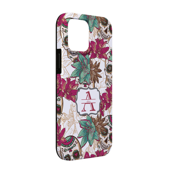 Custom Sugar Skulls & Flowers iPhone Case - Rubber Lined - iPhone 13 (Personalized)