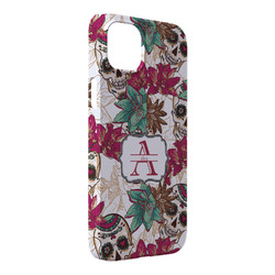 Sugar Skulls & Flowers iPhone Case - Plastic - iPhone 14 Plus (Personalized)