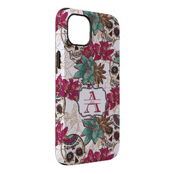 Sugar Skulls & Flowers iPhone Case - Rubber Lined - iPhone 14 Plus (Personalized)