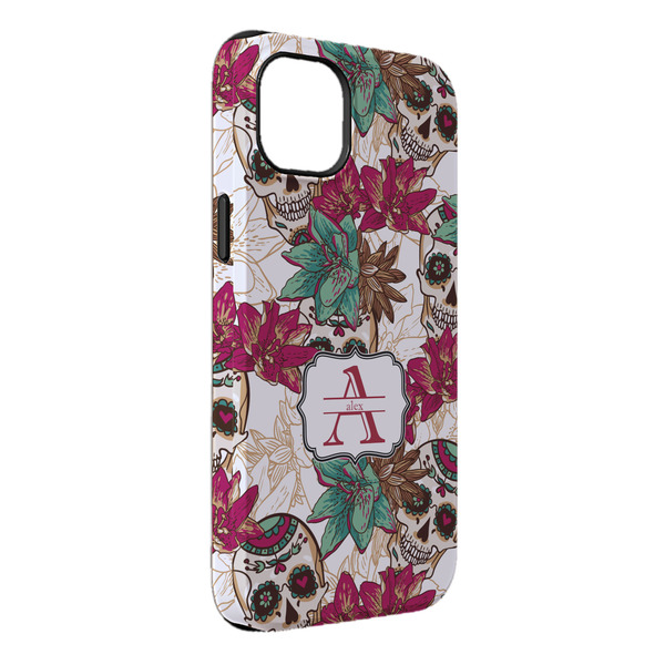 Custom Sugar Skulls & Flowers iPhone Case - Rubber Lined - iPhone 14 Pro Max (Personalized)