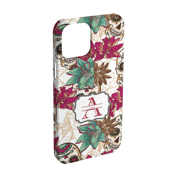 Custom Sugar Skulls & Flowers iPhone Case - Plastic - iPhone 15 (Personalized)