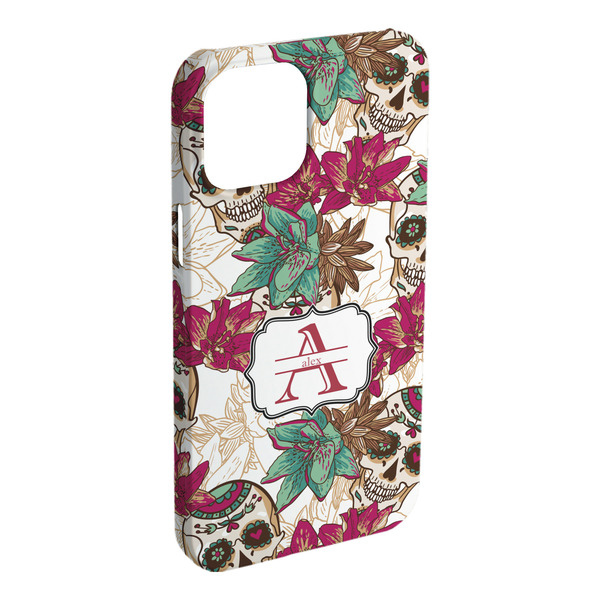 Custom Sugar Skulls & Flowers iPhone Case - Plastic - iPhone 15 Plus (Personalized)