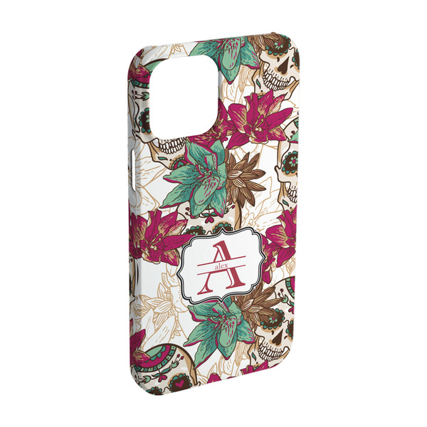 Custom Sugar Skulls & Flowers iPhone Case - Plastic - iPhone 15 Pro (Personalized)