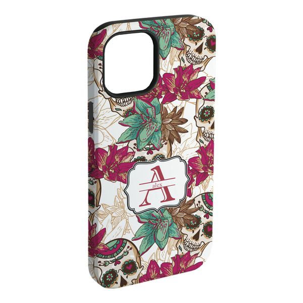 Custom Sugar Skulls & Flowers iPhone Case - Rubber Lined (Personalized)