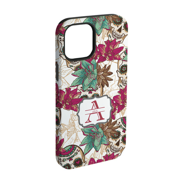 Custom Sugar Skulls & Flowers iPhone Case - Rubber Lined - iPhone 15 Pro (Personalized)