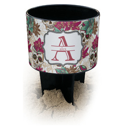 Sugar Skulls & Flowers Black Beach Spiker Drink Holder (Personalized)