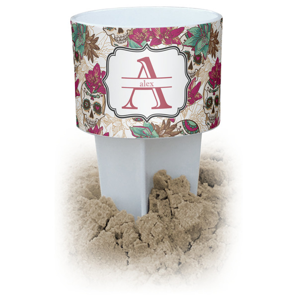 Custom Sugar Skulls & Flowers Beach Spiker Drink Holder (Personalized)