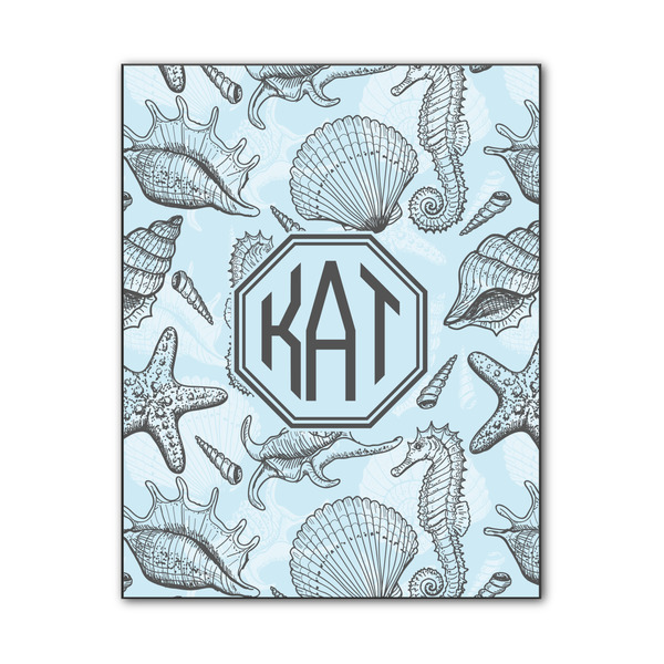 Custom Sea-blue Seashells Wood Print - 11x14 (Personalized)