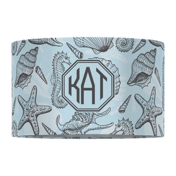 Sea-blue Seashells 12" Drum Lampshade - FRONT (Fabric)