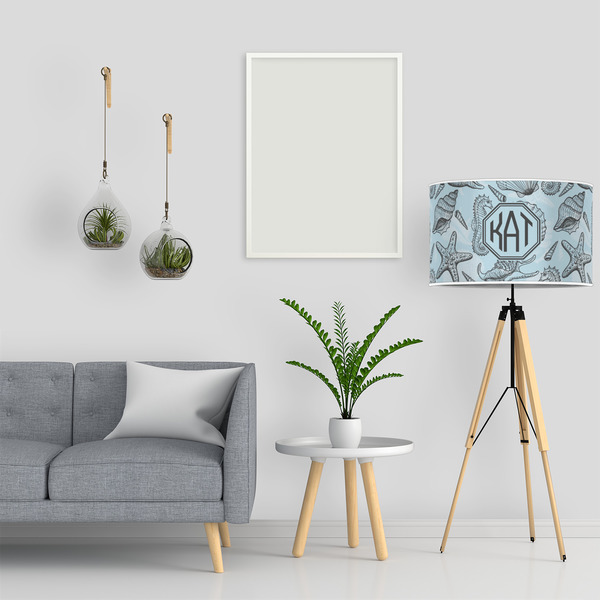 Sea-blue Seashells 12" Drum Lampshade - LIFESTYLE