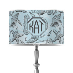 Sea-blue Seashells 12" Drum Lamp Shade - Poly-film (Personalized)