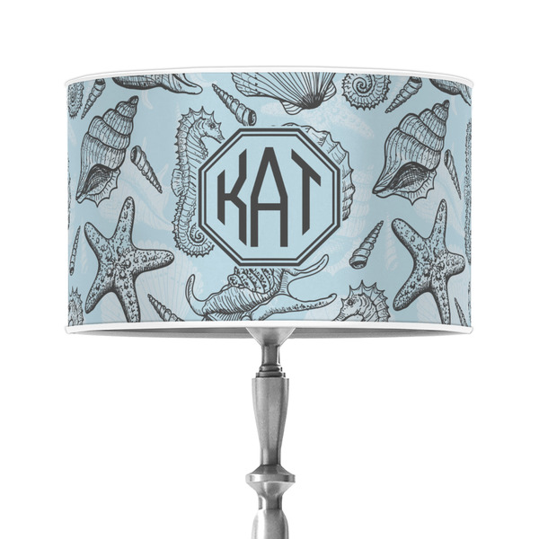 Custom Sea-blue Seashells 12" Drum Lamp Shade - Poly-film (Personalized)