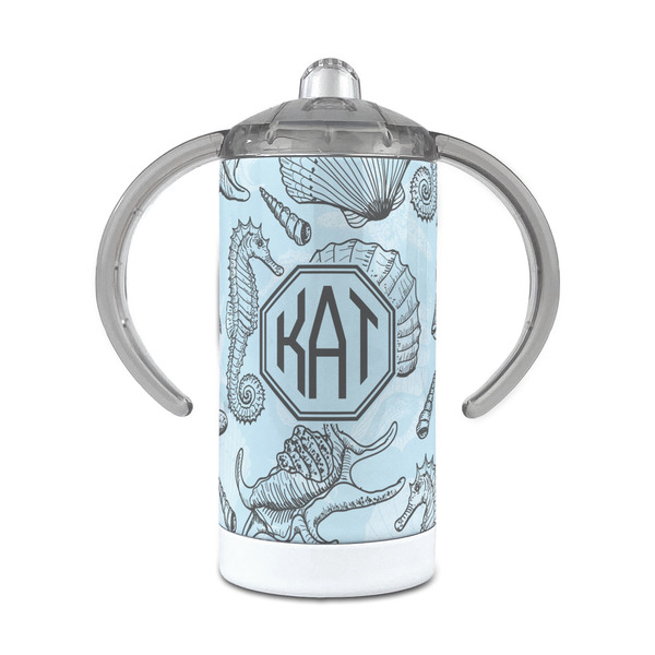 Custom Sea-blue Seashells 12 oz Stainless Steel Sippy Cup (Personalized)