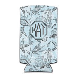 Sea-blue Seashells Can Cooler (tall 12 oz) (Personalized)