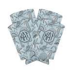 Sea-blue Seashells Can Cooler (tall 12 oz) - Set of 4 (Personalized)