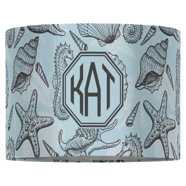 Sea-blue Seashells 16" Drum Lampshade - FRONT (Fabric)
