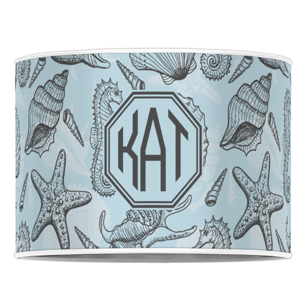 Sea-blue Seashells 16" Drum Lampshade - FRONT (Poly Film)