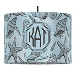 Sea-blue Seashells 16" Drum Pendant Lamp - Fabric (Personalized)