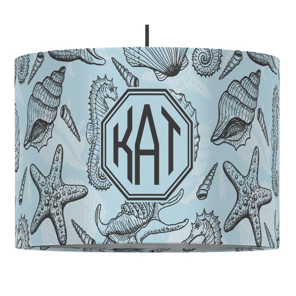 Custom Sea-blue Seashells Drum Pendant Lamp (Personalized)