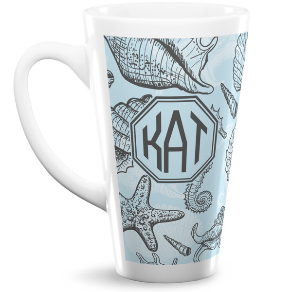 Custom Sea-blue Seashells Latte Mug (Personalized)