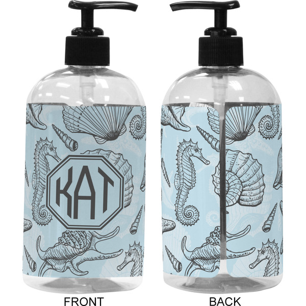 Sea-blue Seashells 16 oz Plastic Liquid Dispenser (Approval) - Black