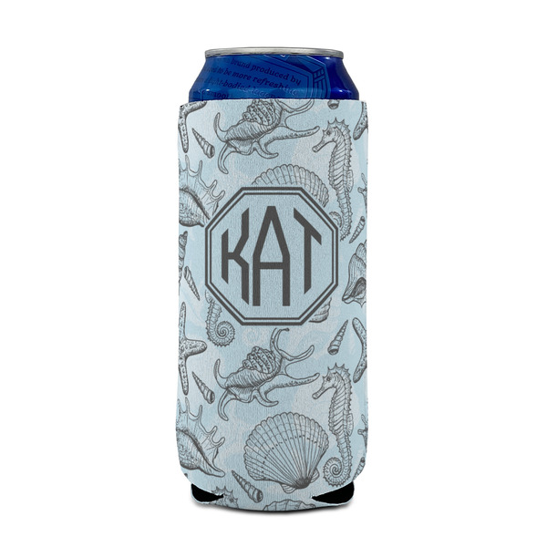 Sea-blue Seashells 16oz Can Sleeve - FRONT (on can)