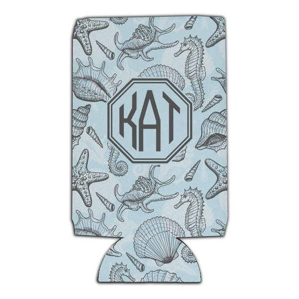 Sea-blue Seashells 16oz Can Sleeve - Set of 4 - FRONT