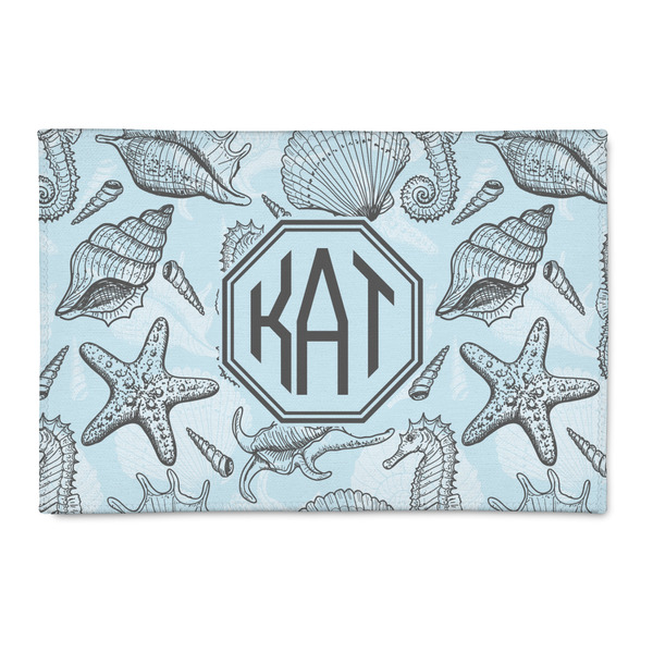 Custom Sea-blue Seashells 2' x 3' Patio Rug (Personalized)