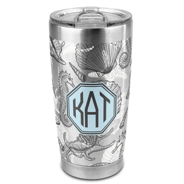 Custom Sea-blue Seashells 20oz Stainless Steel Double Wall Tumbler - Full Print (Personalized)