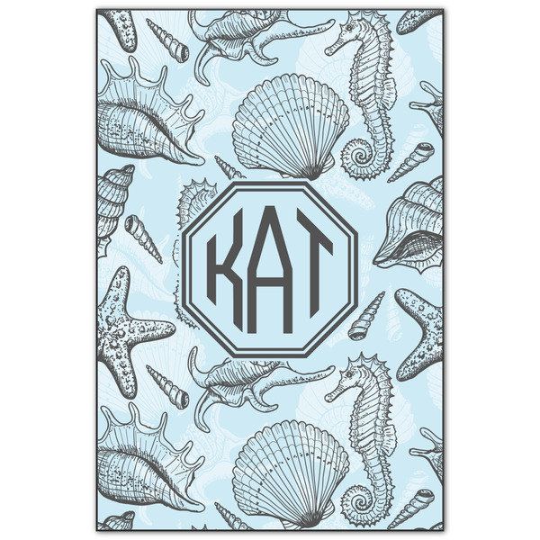 Custom Sea-blue Seashells Wood Print - 20x30 (Personalized)