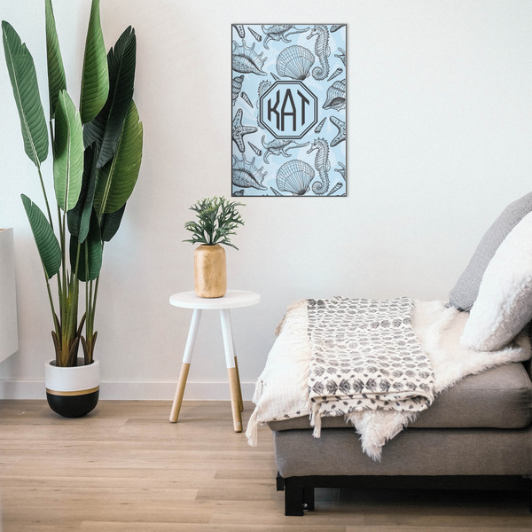 Sea-blue Seashells 20x30 Wood Print - In Context