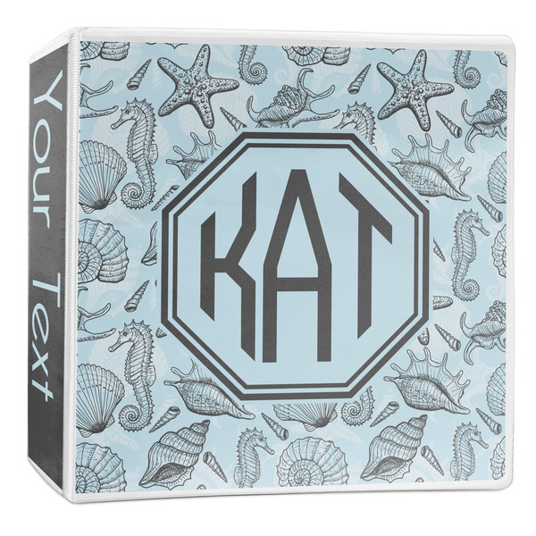 Custom Sea-blue Seashells 3-Ring Binder - 2 inch (Personalized)