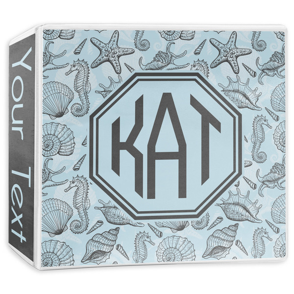 Custom Sea-blue Seashells 3-Ring Binder - 3 inch (Personalized)