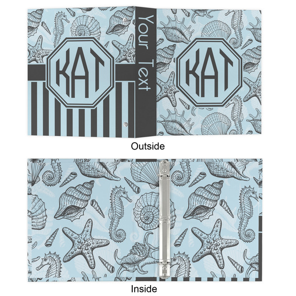 Sea-blue Seashells 3 Ring Binders - Full Wrap - 1" - APPROVAL