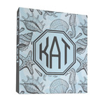 Sea-blue Seashells 3 Ring Binder - Full Wrap - 1" (Personalized)