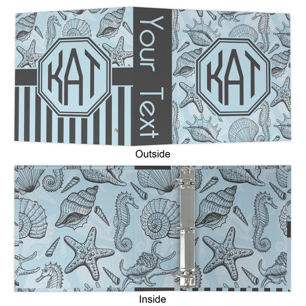 Sea-blue Seashells 3 Ring Binders - Full Wrap - 2" - APPROVAL