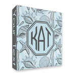 Sea-blue Seashells 3 Ring Binder - Full Wrap - 2" (Personalized)