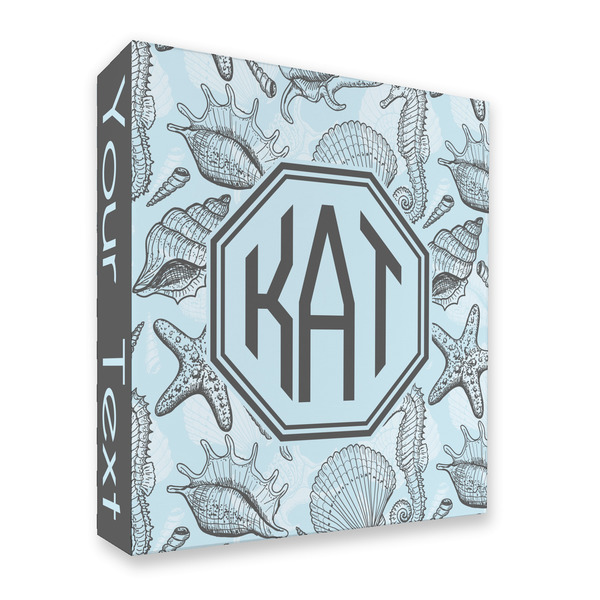 Custom Sea-blue Seashells 3 Ring Binder - Full Wrap - 2" (Personalized)