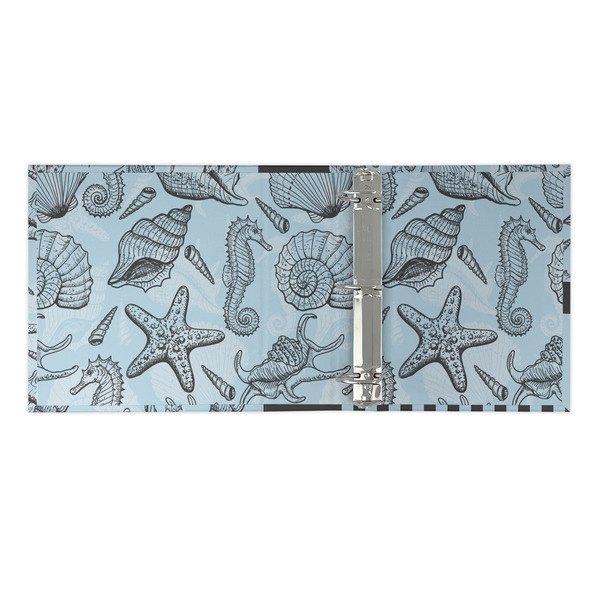 Sea-blue Seashells 3 Ring Binders - Full Wrap - 2" - OPEN INSIDE