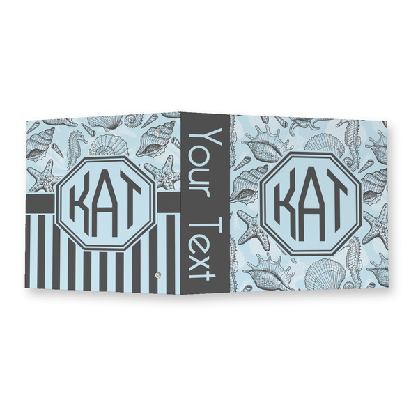 Sea-blue Seashells 3 Ring Binders - Full Wrap - 2" - OPEN OUTSIDE