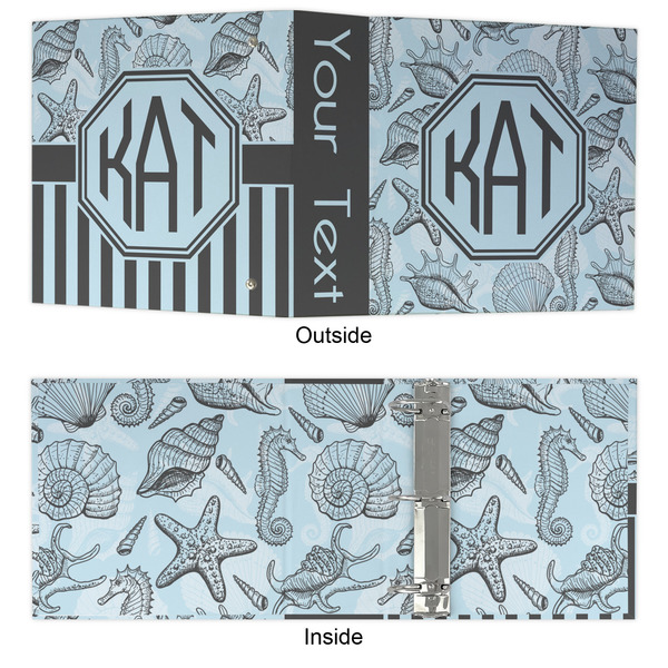 Sea-blue Seashells 3 Ring Binders - Full Wrap - 3" - APPROVAL