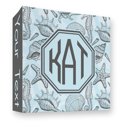 Sea-blue Seashells 3 Ring Binder - Full Wrap - 3" (Personalized)