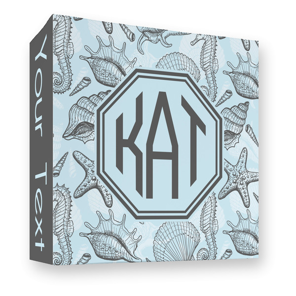 Sea-blue Seashells 3 Ring Binders - Full Wrap - 3" - FRONT