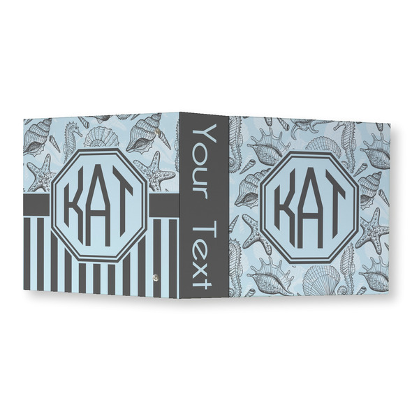 Sea-blue Seashells 3 Ring Binders - Full Wrap - 3" - OPEN OUTSIDE