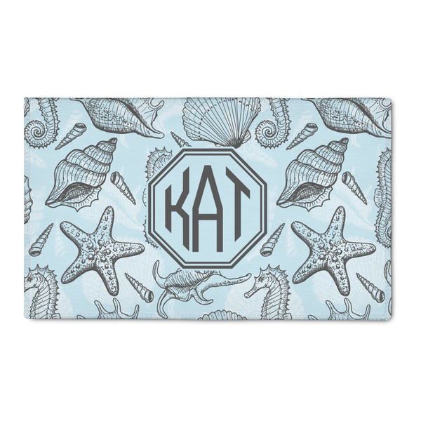 Custom Sea-blue Seashells 3' x 5' Patio Rug (Personalized)